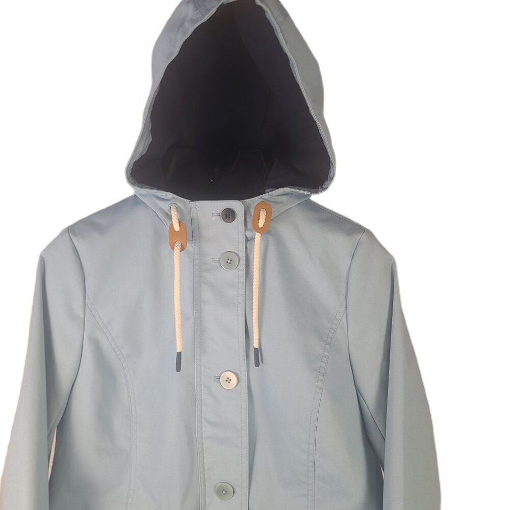 Talbots Hooded Light Blue Rain Jacket/Coat Women's XS - Picture 2 of 16